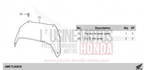 KIT,PANEL TOP BOX(PAINT) *YR386M* NT1100DES de 2025